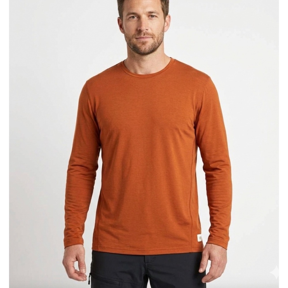 Reigning Champ Mens XXL Long Sleeve Training Shirt Burnt Orange Made in Canada